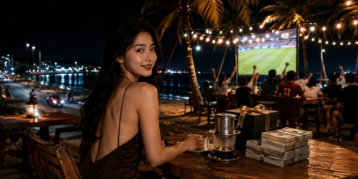 Người dùng kiểm tra thông tin cá cược tại quán cà phê Phan Thiết